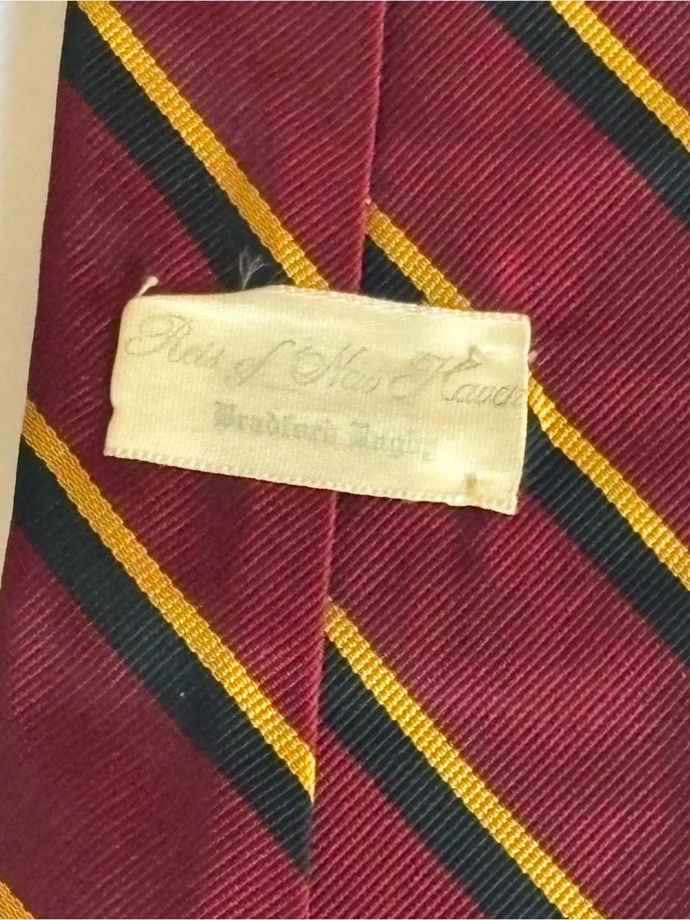 SOLD!! Vintage Reis of New Haven Mills-Touché Striped Red Silk Repp Tie